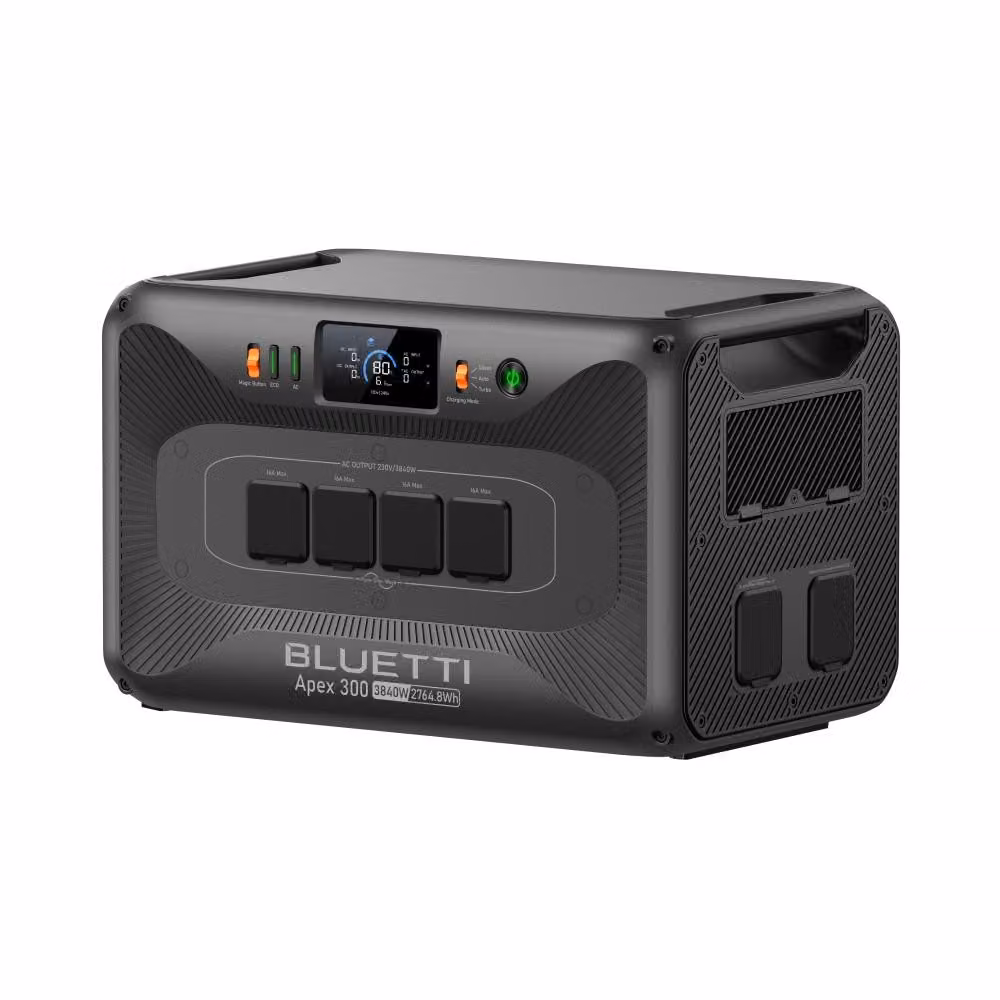 BLUETTI Apex 300 Solar Generator , 2764,8 Wh LFP, batteria di backup con 4 uscite AC da 3840 W, centrale elettrica per casa, caravan e situazioni di emergenza