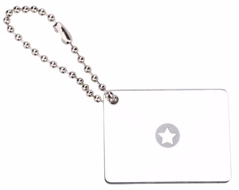 Specchio di segnalazione di emergenza in acrilico, dimensioni 51x38x4 mm, peso 28 g