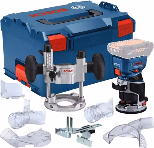 Rifilatore Bosch GKF 18V-8 Blu con L-Boxx 238 e accessorio sistema di binari di guida