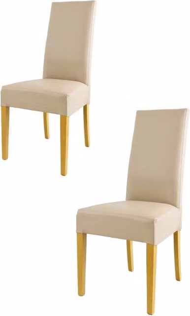 Set 2 sedie Luisa Tommychairs in faggio color rovere, seduta e schienale rivestiti in pelle artificiale color lino