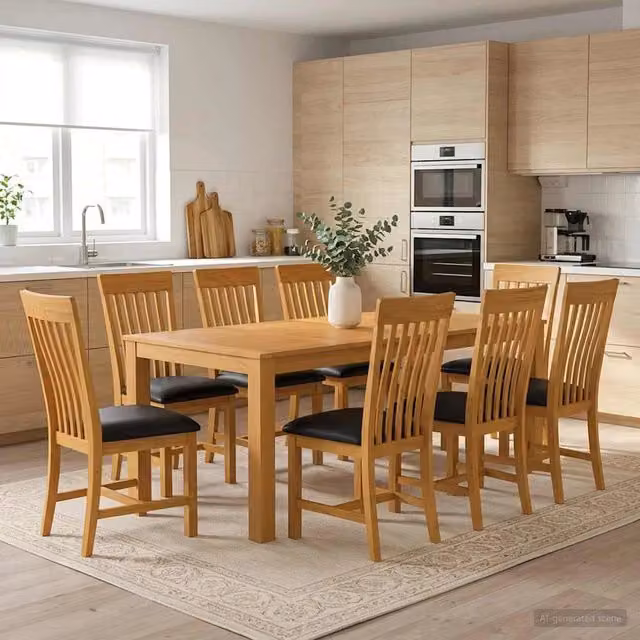 Set da pranzo moderno vidaXL in legno di quercia composto da 9 pezzi, colore nero e marrone