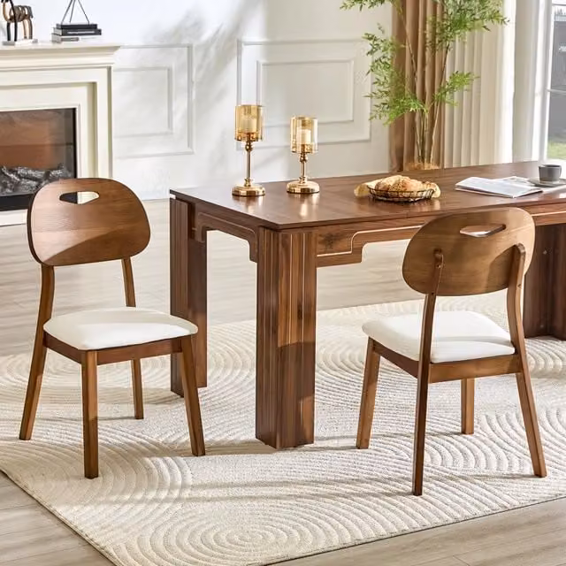Set da 2 sedie da pranzo OKWISH con schienale ovale ergonomico e seduta imbottita in bianco moderno – 1