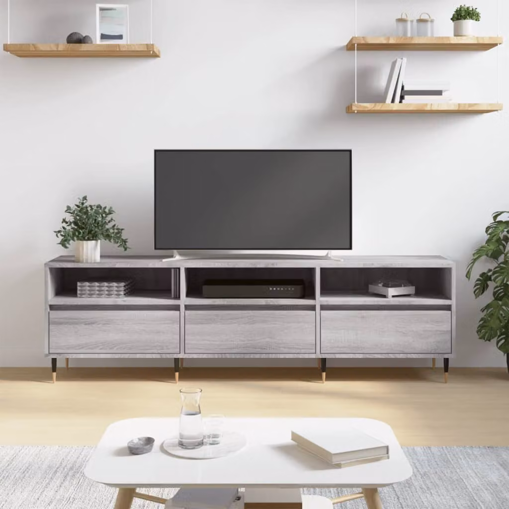 Mobile Porta TV Moderno vidaXL Grigio con Compartimenti Media, L 150 x P 30 x H 44,5 cm