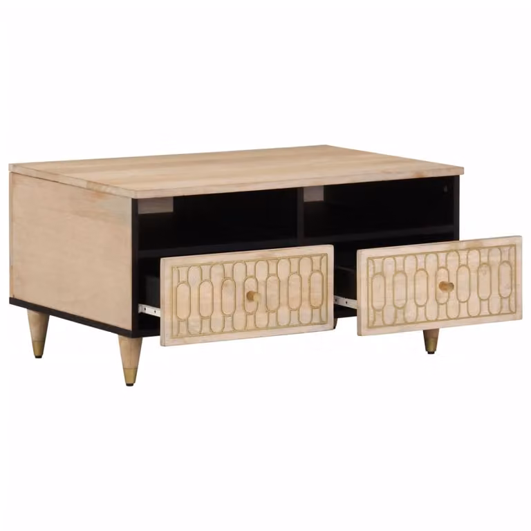 Tavolino da Salotto 80x54x40 cm in Legno Massello di Mango