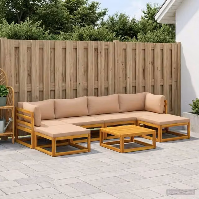 Set di divani 7 pz Naturale Legno di Acacia Massello 3417297