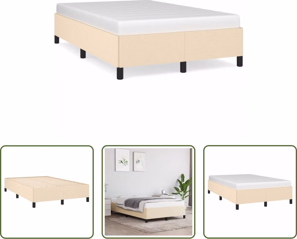 The Living Store struttura letto crema 120x190 cm in tessuto