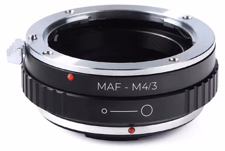 Anello adattatore per obiettivi - Attacco A a Micro Quattro Terzi - Obiettivo AF con attacco A su fotocamera MFT - Messa a fuoco manuale - Per fotocamere mirrorless