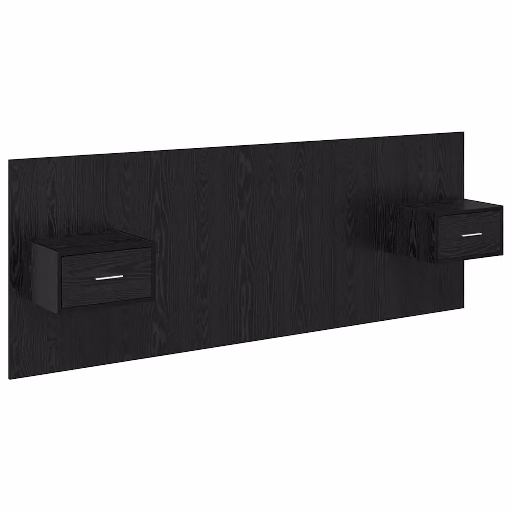 Set di 3 Testiera con Comodini Integrati vidaXL in Legno Multistrato Nero Opaco per Camera da Letto – 2