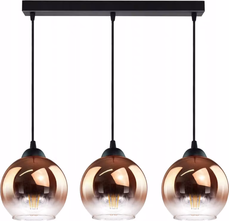 FKL DESIGN Home Deco Lampada da soffitto Lampada a sospensione a sfera Rame nero trasparente