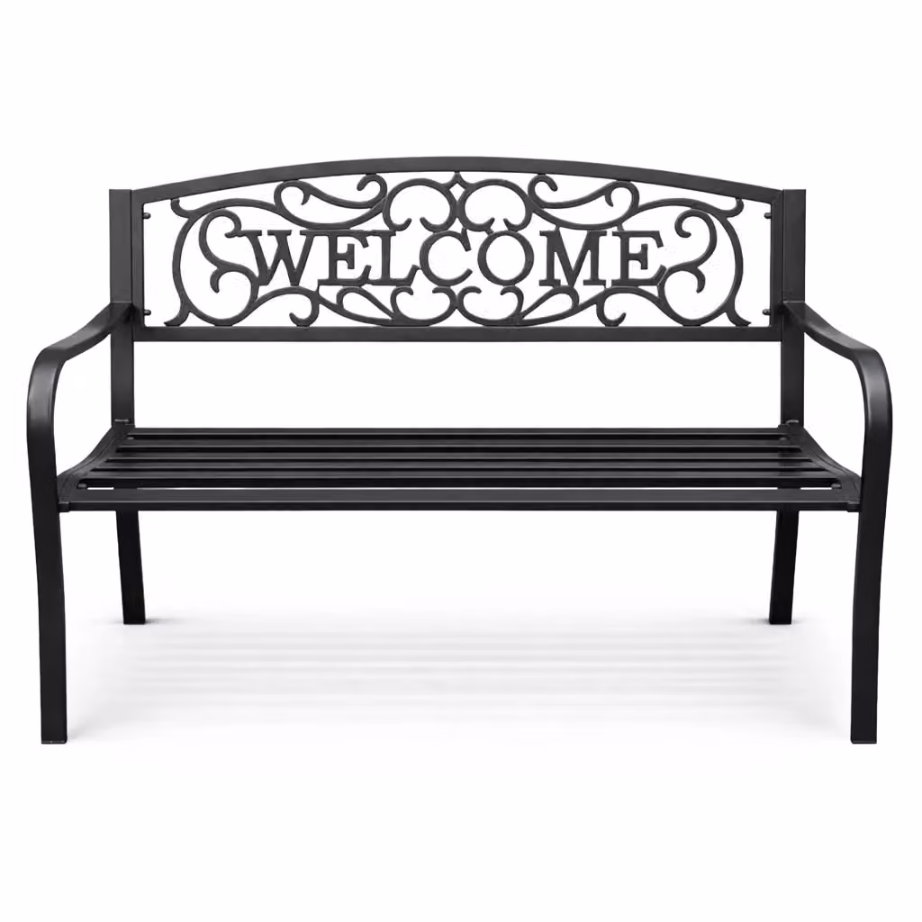 Panchina da giardino Akord nera con braccioli in acciaio verniciato a polvere, Larghezza: 127 cm – 2