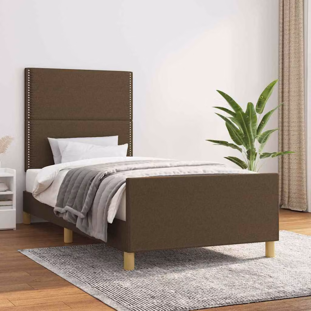 Giroletto vidaXL senza materasso in tessuto marrone scuro L/P/H: 200 x 90 x 128 cm