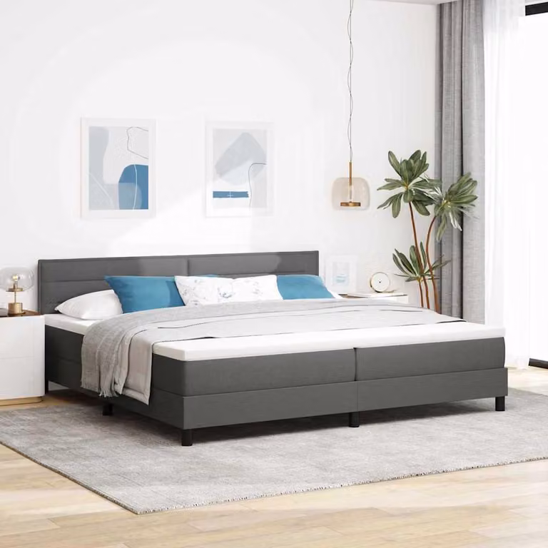 Maison Exclusive - Letto boxspring con testiera grigio scuro 200 x 200 cm in tessuto