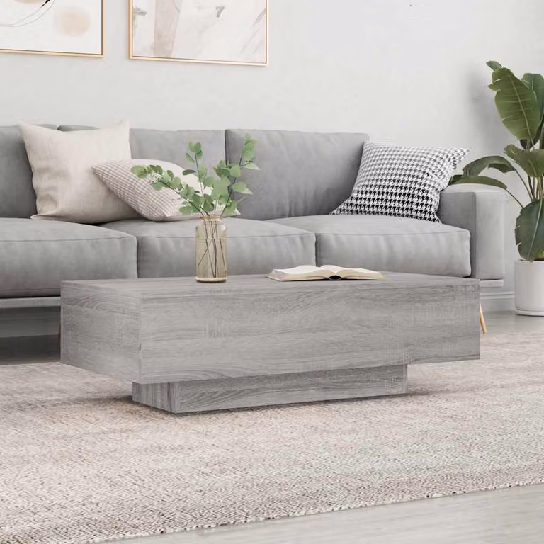 vidaXL Tavolino da salotto moderno in legno multistrato Grigio Sonoma L: 100 cm, P: 49,5 cm, H: 31 cm