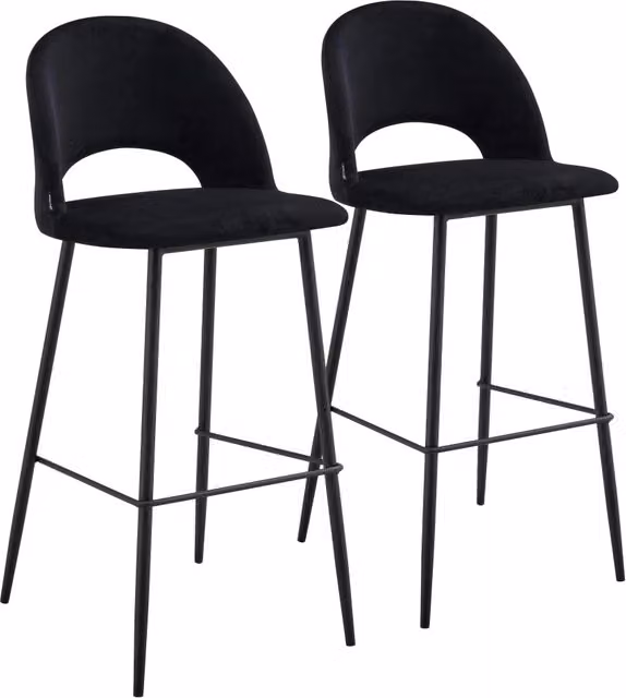 Oviala - Set di 2 sedie in velluto nero e metallo