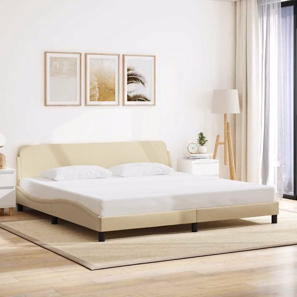 Giroletto vidaXL Dover in tessuto beige con struttura in legno e metallo L/P/H: 200 x 200 x 74,5 cm