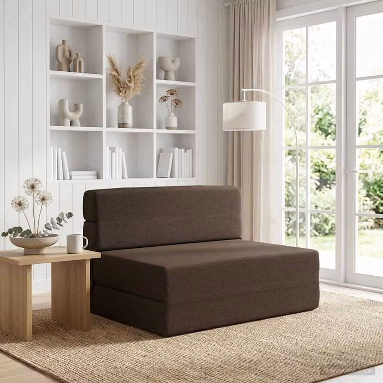 vidaXL Divano Letto Pieghevole Moderno in Tessuto Tortora L: 72 cm, P: 70 cm, H: 60 cm