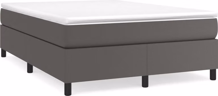 Giroletto a Molle con Materasso Grigio 160x200 cm in Pelle finta