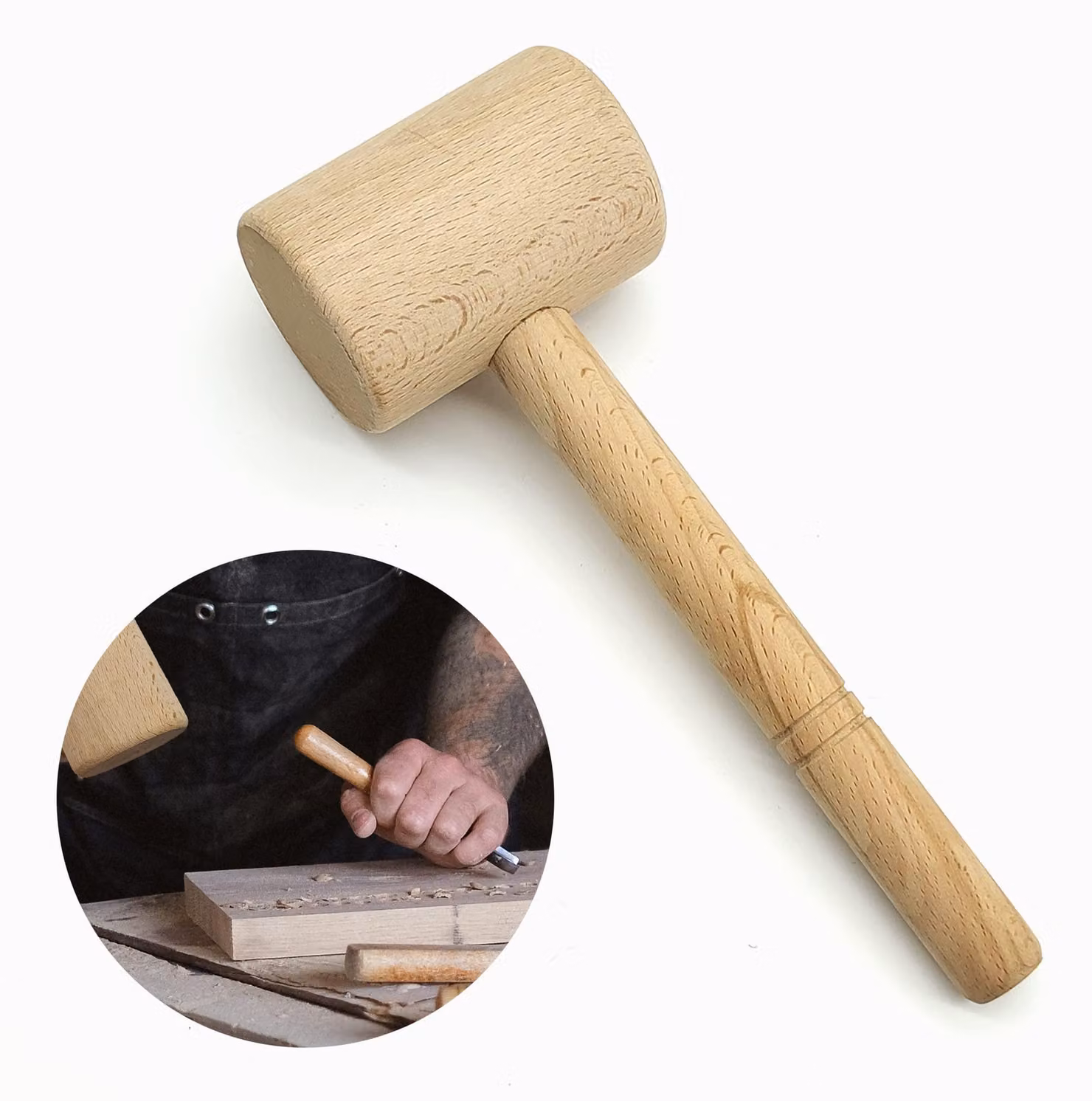 Martello in legno per lavori fai-da-te, con testa robusta e impugnatura confortevole