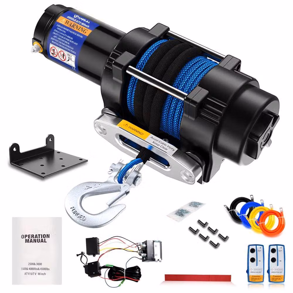 Verricello elettrico a 12 V, capacità di 2045 kg, verricello motorizzato, corda sintetica, impermeabile secondo lo standard IP67