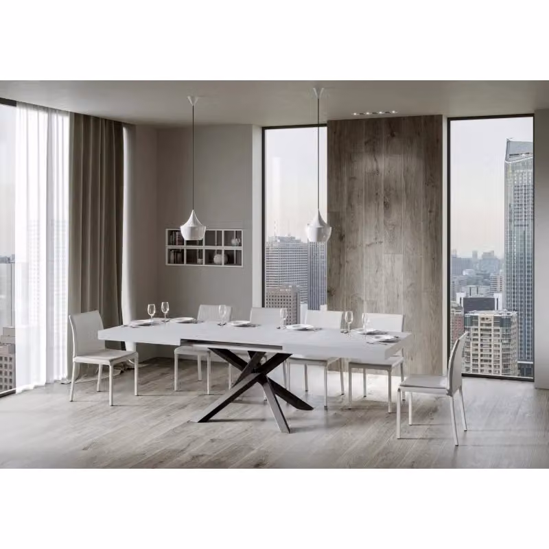 Tavolo allungabile Volantis ITAMOBY con telaio Antracite e piano Bianco Frassino, L: 200-460 cm, P: 90 cm – 2