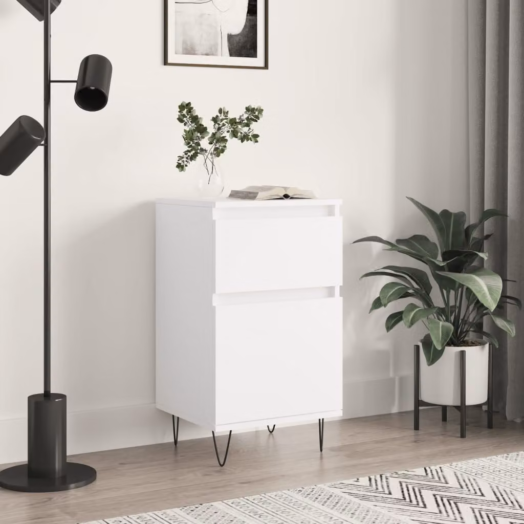 Credenza moderna bianca vidaXL a parete in legno e metallo L 40 cm x P 35 cm x H 70 cm