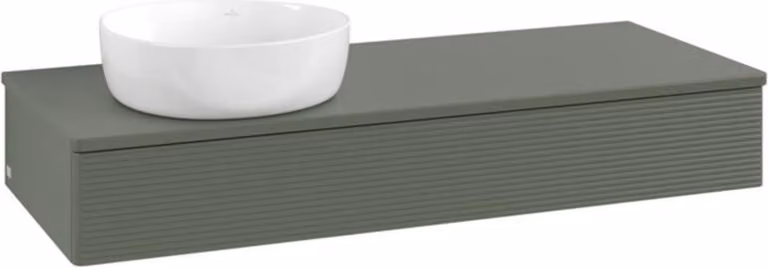 V&B Mobiletto con struttura frontale Antao 120x19x50cm, WBP Lac, lea gre. m Lac