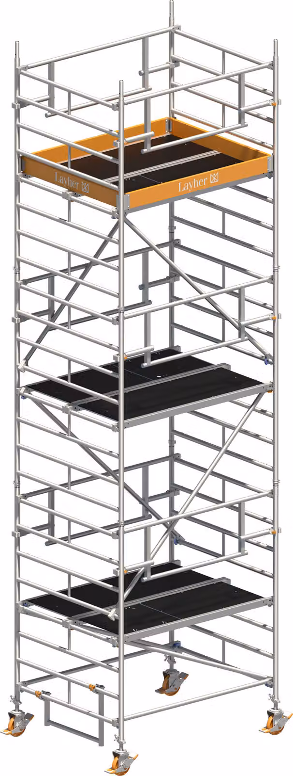 Ponteggio mobile Layher Uni Kompakt P2 Safety Plus con doppia ringhiera 7,20 m AH