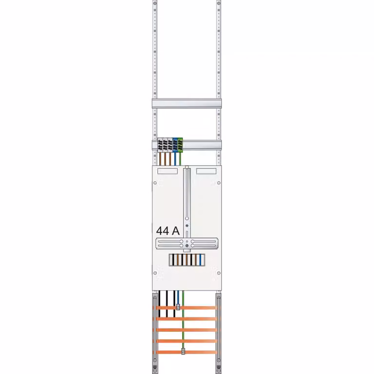 Quadro di conteggio ABN a 3 punti, 1 fase (44 A) con morsettiera a 5 poli, LxA: 250x1350 mm Z19110D
