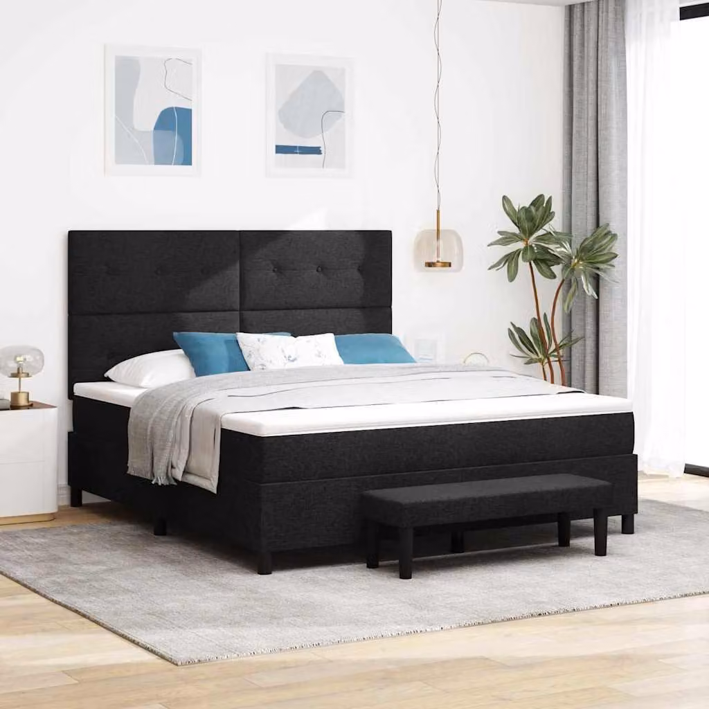 Maison Exclusive - Letto boxspring con testiera nera 180 x 200 cm in tessuto