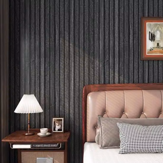 Tenda autoadesiva effetto legno, nero-grigio, 30 cm x 5 m, per pareti e mobili