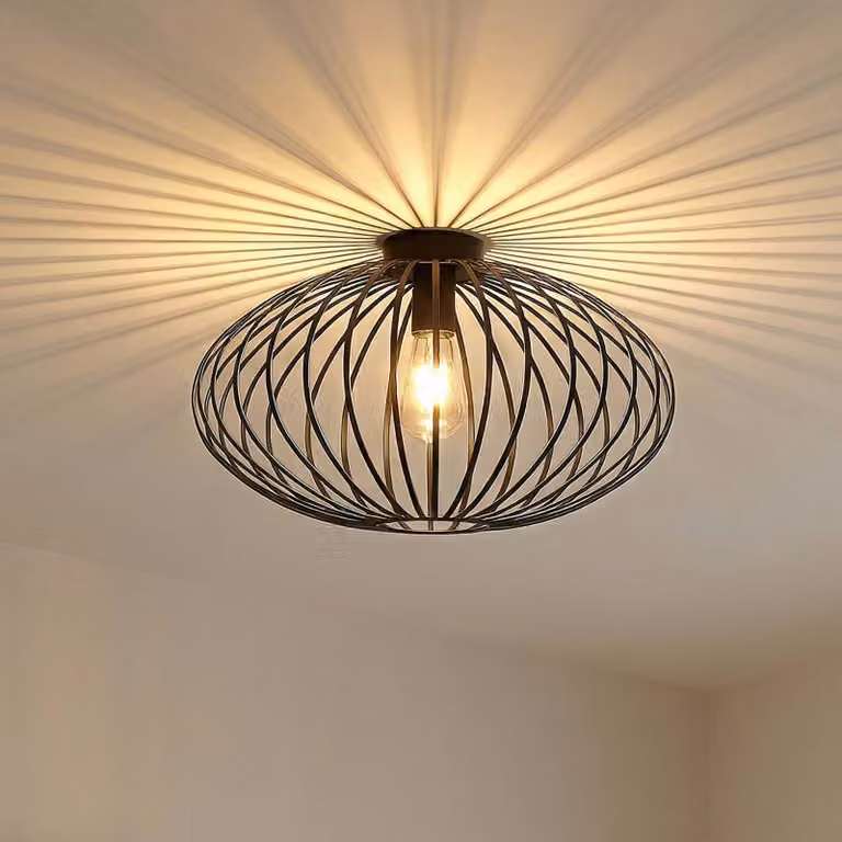 Plafoniera soffitto Maivi Lindby, dimmerabile, Nero, Soggiorno / Sala da pranzo, Metallo, Moderno, Plafoniera
