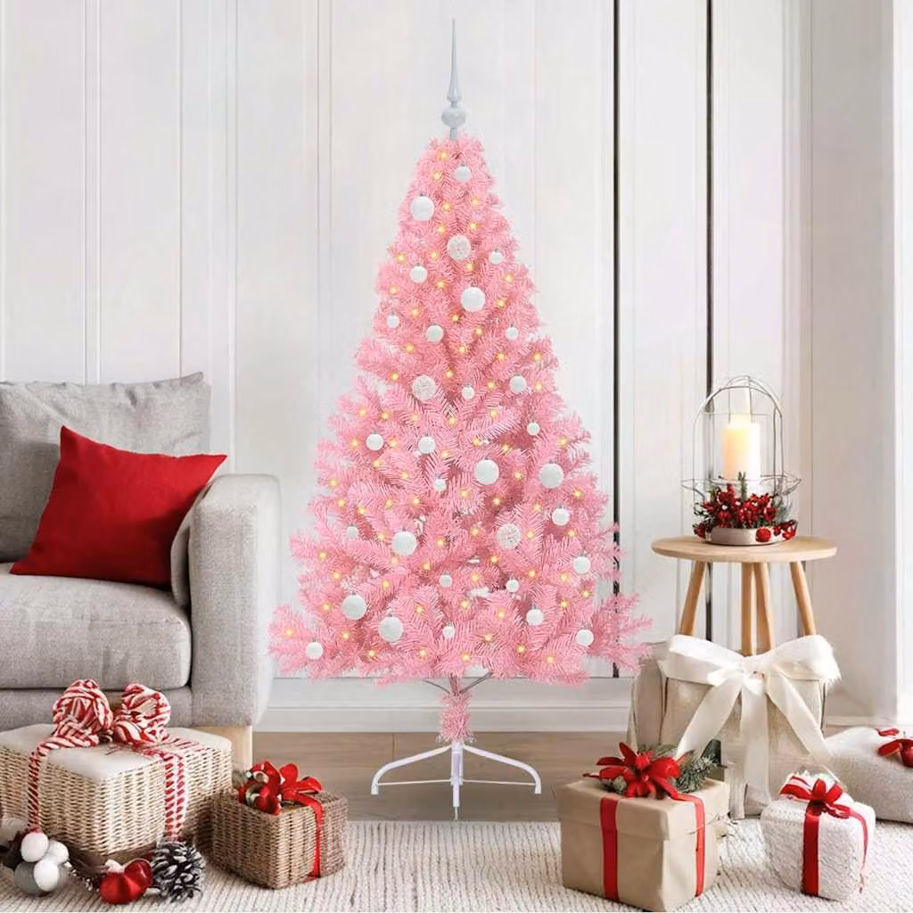 Maison Exclusive - Albero di Natale artificiale preilluminato Rosa 150 cm PVC