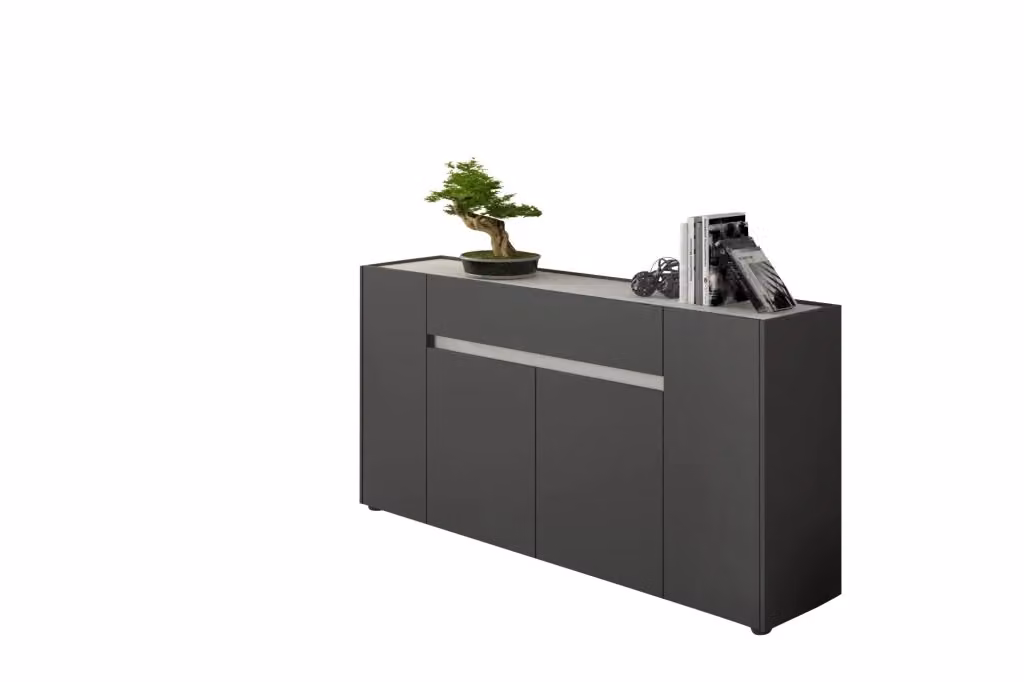 Madia Cirimido DMORA, Credenza moderna con un cassetto, L: 170 cm, P: 40 cm, H: 85 cm, Antracite opaco – 2