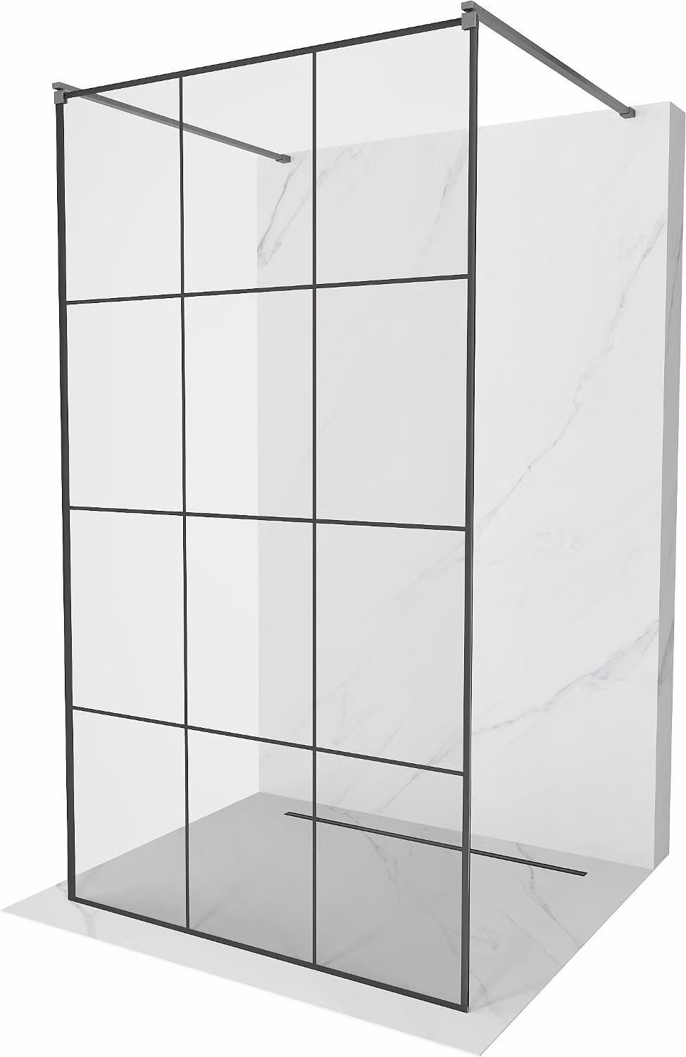 Mexen Kioto parete doccia autoportante 110 x 200 cm, griglia nera 8 mm, gun metal - 800-110-002-95-77