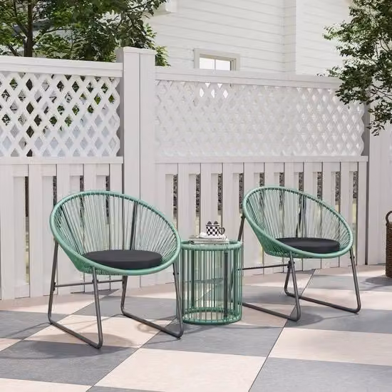 Set di mobili da giardino in rattan poliuretano - 3 pezzi - Resistente all'usura - per 2 persone