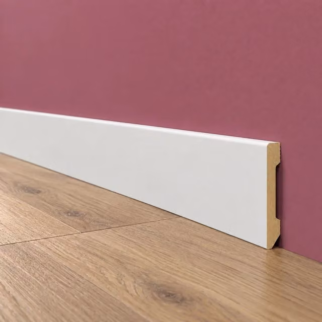 pacco da 132 ML di Battiscopa DRITTO in POLIMERI EqualWood HI-TEC 80x15mm - BIANCO