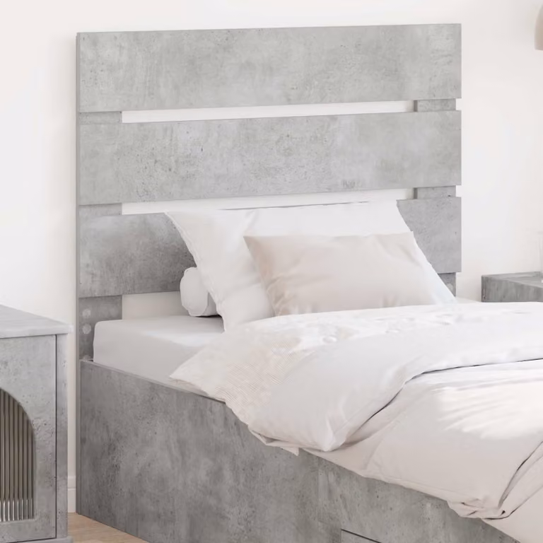 Testiera per letto moderna vidaXL in legno ingegnerizzato, colore grigio cemento opaco