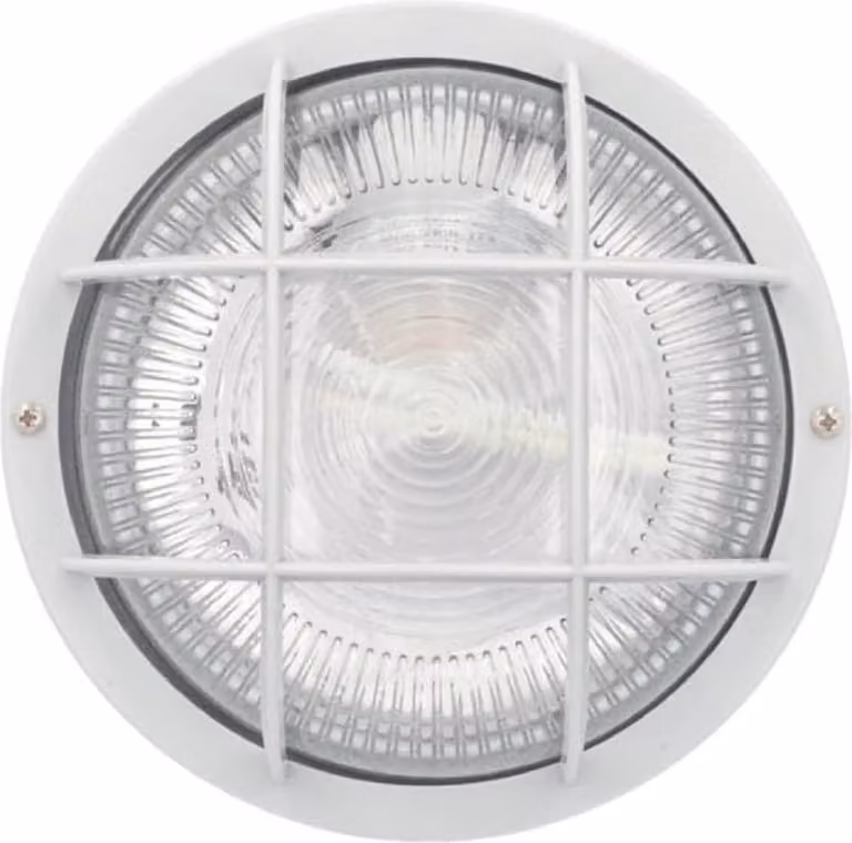 Unitec lampada da parete rotonda bianco IP44 max. 60W E27 gabbia di protezione