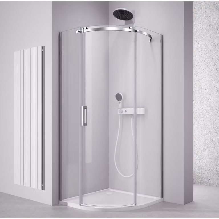 THRON ROUND Box doccia a quarto di cerchio 900x900 mm, vetro trasparente, versione destra