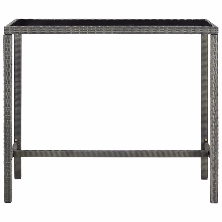 vidaXL Tavolo bar da giardino grigio 130x60x110 cm in poly rattan e vetro