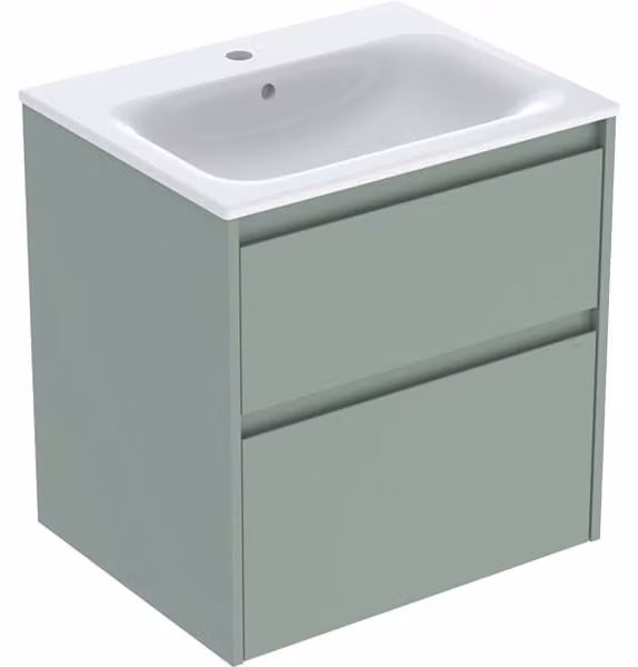 Geberit Renova Plan Ensemble lavabo pour meuble bord étroit, avec meuble sous lavabo, 2 tiroirs, 60x62,1x48cm, 504.039.IK.1, 504.039.IK.1