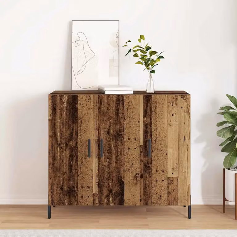 Credenza moderna vidaXL in legno ingegnerizzato color marrone L: 90 cm, P: 34 cm, H: 80 cm
