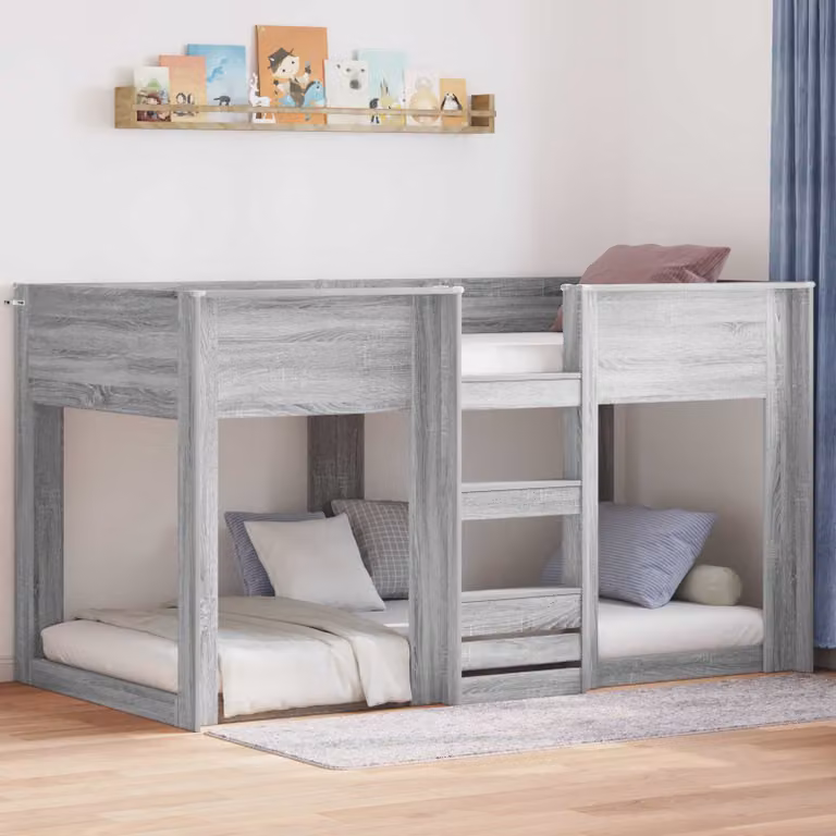 Letto a castello per bambini vidaXL in legno grigio L/P/H: 200 x 100 x 173,5 cm