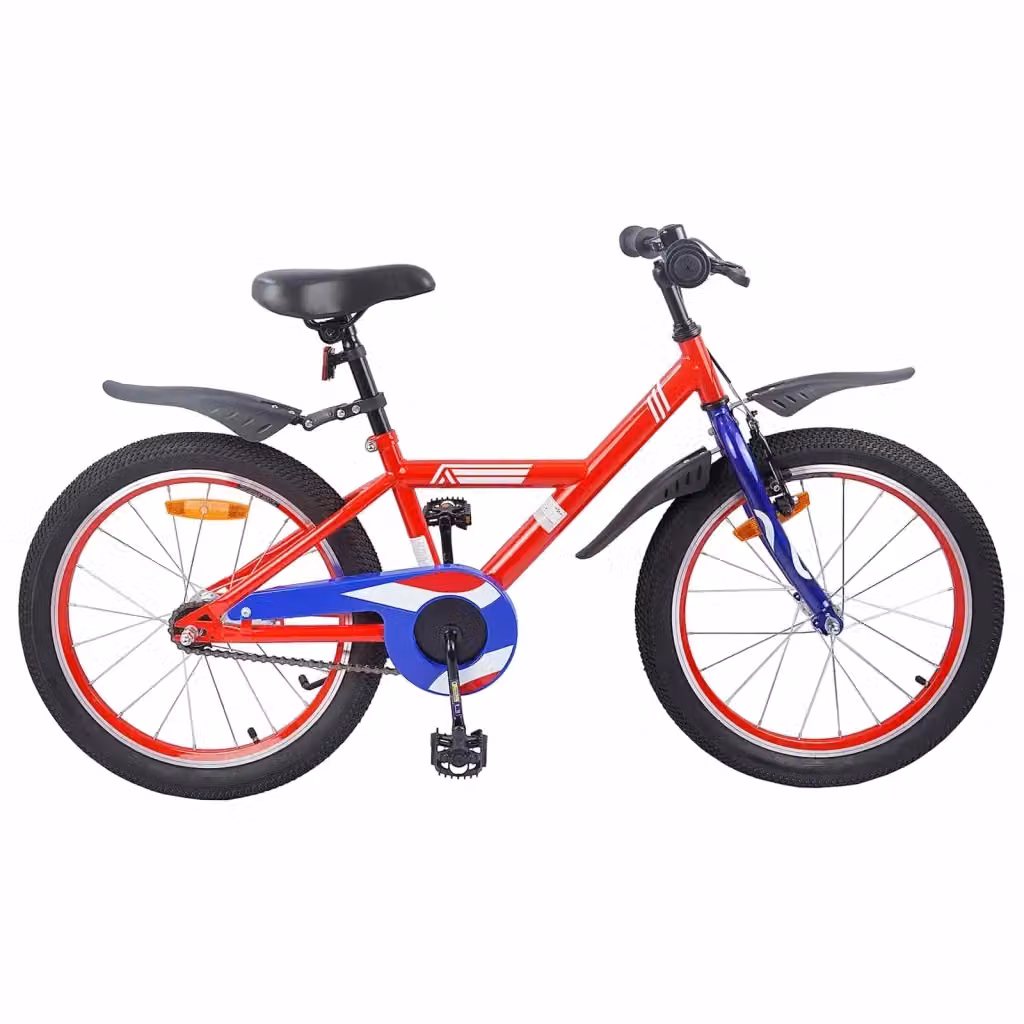 Bicicletta per bambini da 18 pollici rossa con struttura in metallo e pneumatici in gomma per bambini dai 5 ai 7 anni – 2