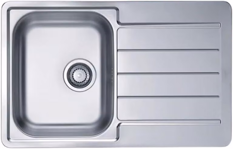 Lavello in acciaio inossidabile VBChome, 79x50 cm, con struttura a rilievo, lavello da incasso, con piano di appoggio, ideale per camper e cucine, completo di sistema di scarico. Senza foro per il rubinetto