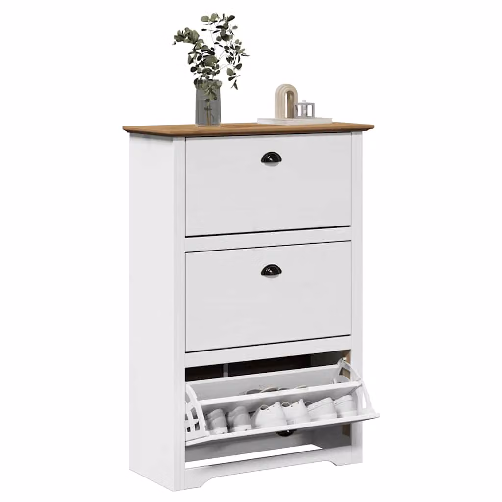 Scarpiera BODO vidaXL in stile rustico, bianca e marrone, L: 80 cm, P: 35 cm, H: 118 cm