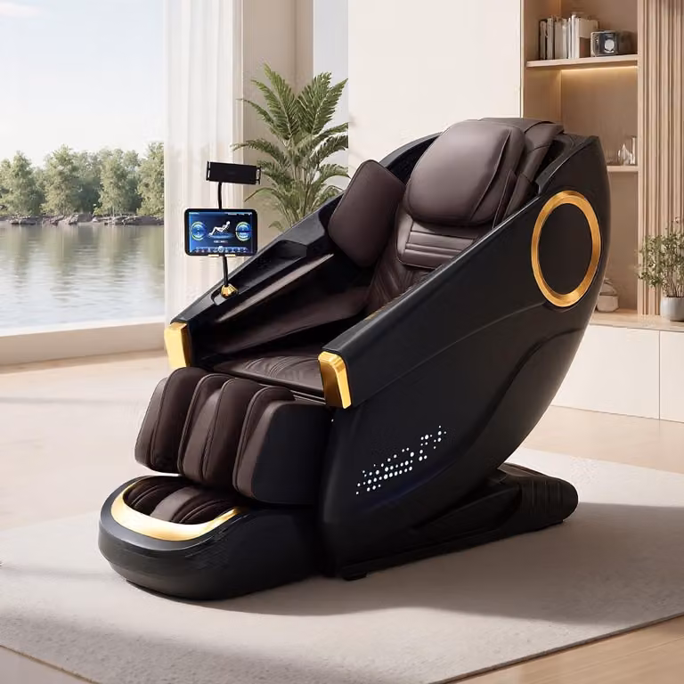 Sedia per massaggi, sedia per massaggi a gravità zero per tutto il corpo, con riscaldamento, SL Track, sedia per massaggi thailandesi, musica surround 3D Bluetooth, nero【GH-L001】