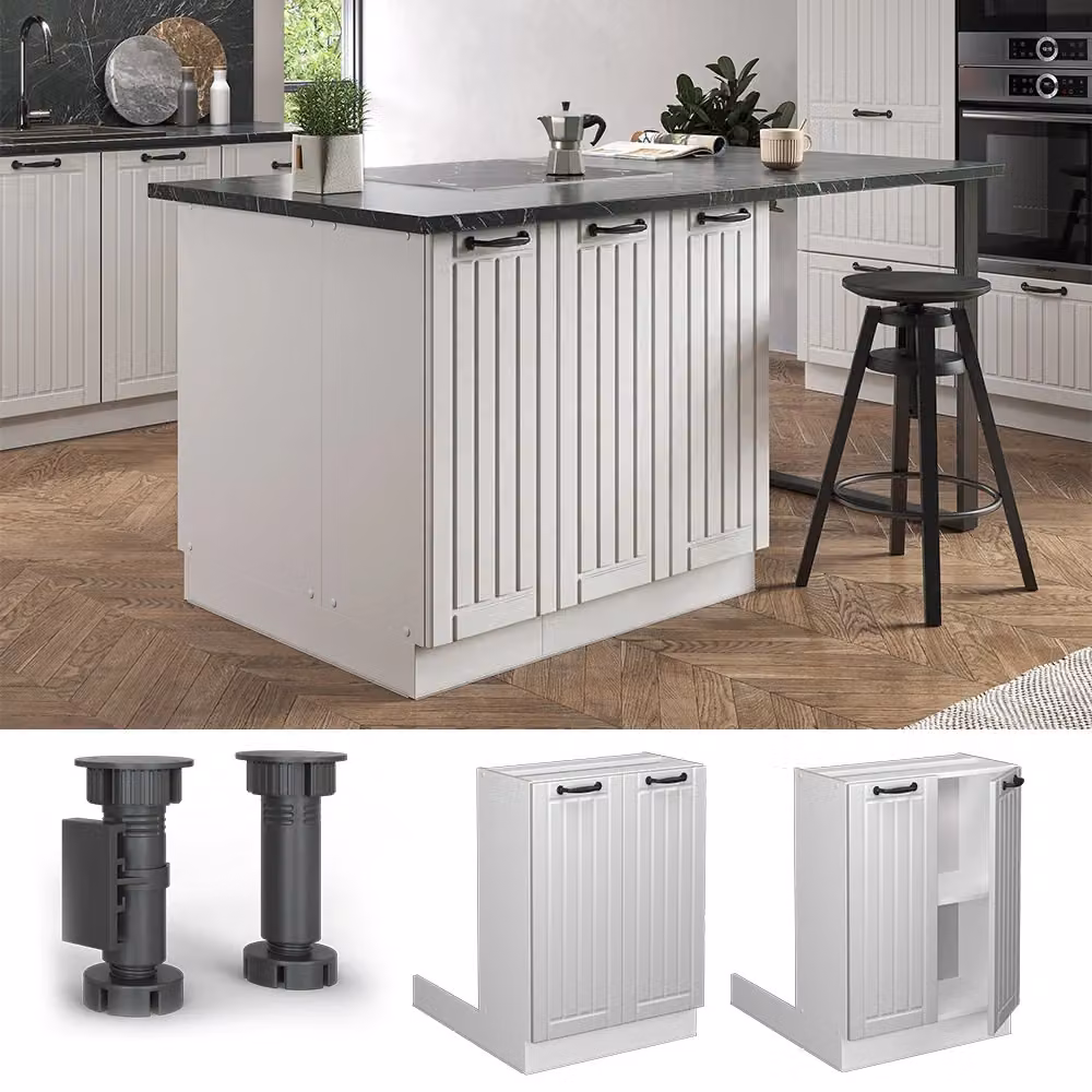Isola cucina Fame-Line Vicco Bianco rustico, base senza piano di lavoro, L: 60 cm – 2