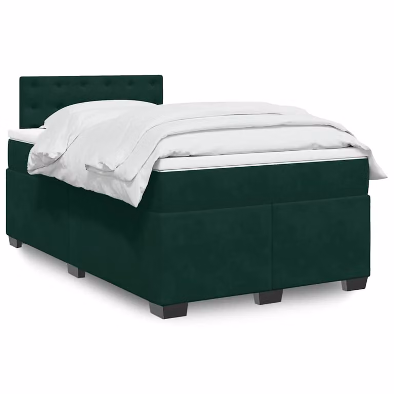 Giroletto a Molle con Materasso Ibrido vidaXL in Velluto Verde e Bianco L/P/H: 120 x 200 x 100,5 cm