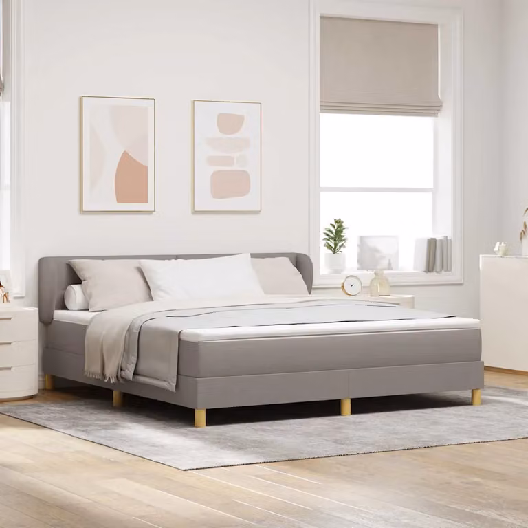 Letto a molle con testiera Talpa vidaXL in tessuto beige o grigio, L/P: 180 x 200 cm